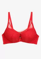 Biustonosze - Czerwony Biustonosz Koronkowy Typu Push-Up z Metalową Ozdobą Chrissty - miniaturka - grafika 1