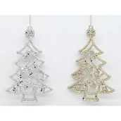 Ozdoby bożonarodzeniowe - Choinka zawieszka 16 x 10 cm srebrna złota - miniaturka - grafika 1