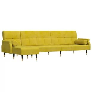 Sofa rozkładana L, żółta, 271x140x70 cm, aksamit Lumarko! - Narożniki - miniaturka - grafika 1