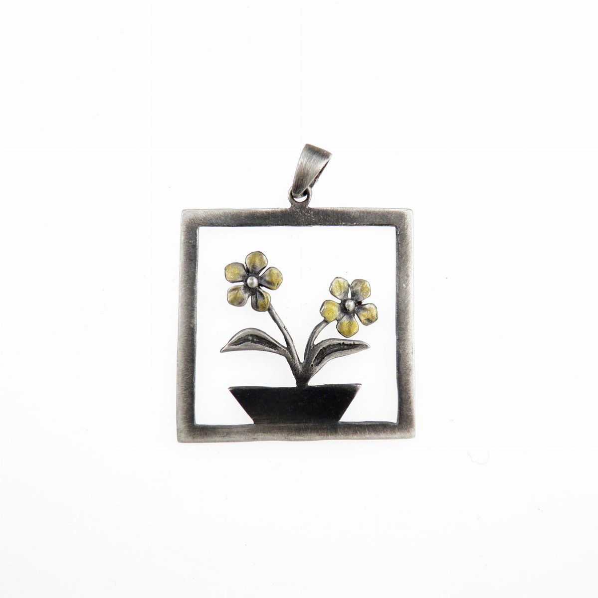 Zawieszka srebrna - Kwiaty w ramce