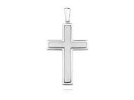 Biżuteria religijna - Valerio.pl Elegancki duży rodowany srebrny piaskowany satynowany krzyżyk krzyż srebro 925 KS0207C KS0207C - miniaturka - grafika 1