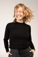 Czapki damskie - Sweter Damski JENOT Czarny 100% Wełna Merino - miniaturka - grafika 1