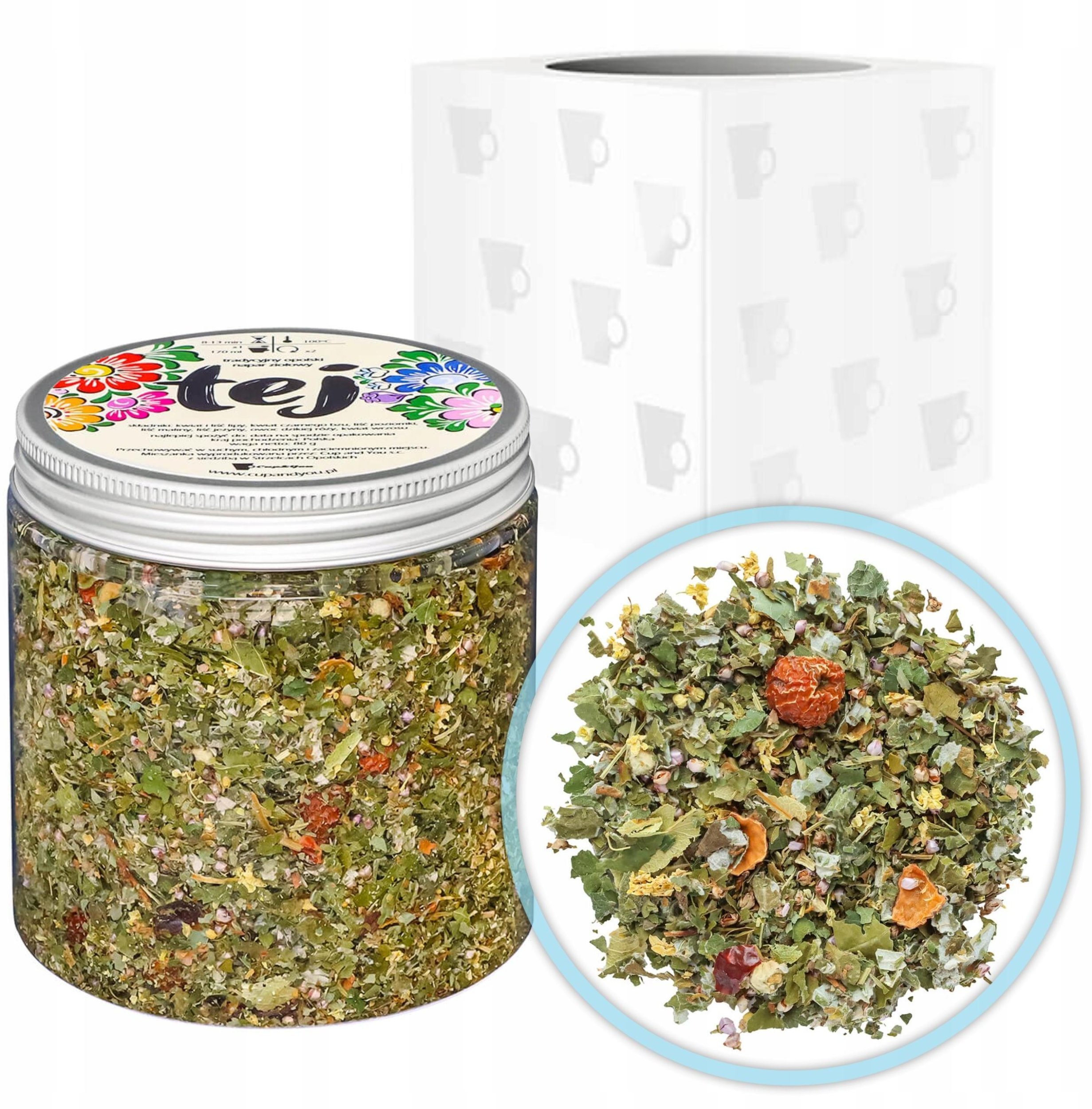 Cup&You Herbata ziołowa TRADYCYJNY OPOLSKI TEJ 80g - sypana liściasta herbata PREMIUM na prezent upominek podarunek Cup&You