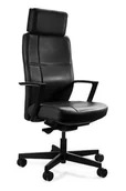 Fotele i krzesła biurowe - Fotel biurowy Sonoma - HL-4 Czarna Skóra Naturalna - miniaturka - grafika 1