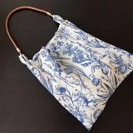 Inne - TEMU Niszowa Vintage Torba z Wzorem w Niebiesko-Białą Porcelanę i Kwiaty, Damska Smukła Tkaninowa - miniaturka - grafika 1