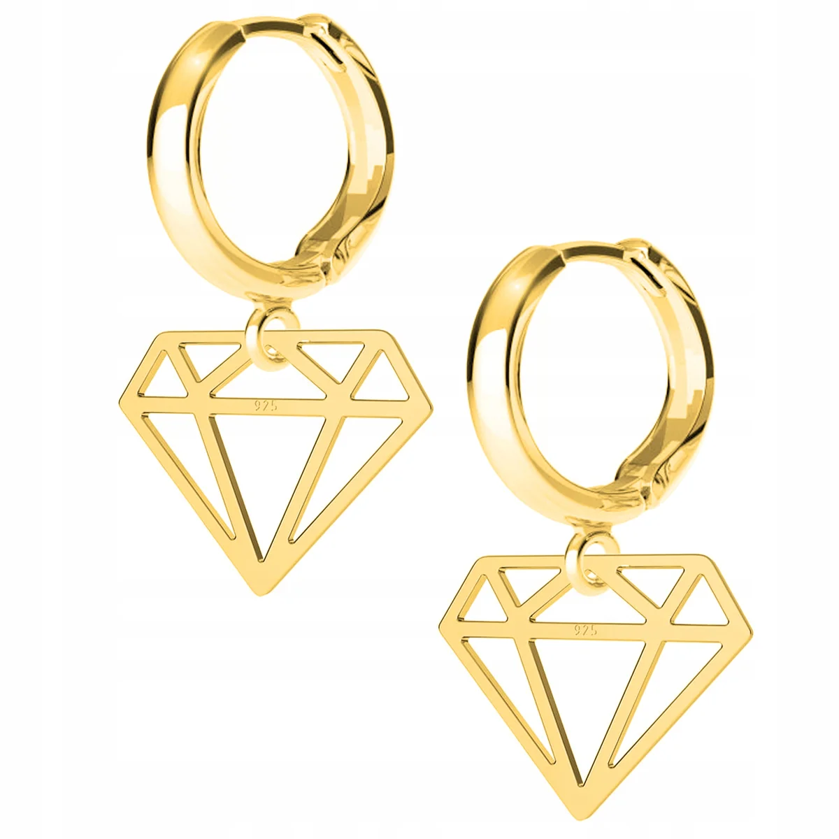 Kolczyki Złote Diament Diamenty Klejnoty Blaszki Klejnot SREBRO 925