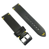 Akcesoria do zegarków - Czarny skórzany pasek do zegarka 22 mm z żółtą nitką ZEGBIS178  | OFICJALNY SKLEP | RATY 0% • Zapłać później PayPo • GRATIS WYSYŁKA ZWROT DO 365DNI - miniaturka - grafika 1