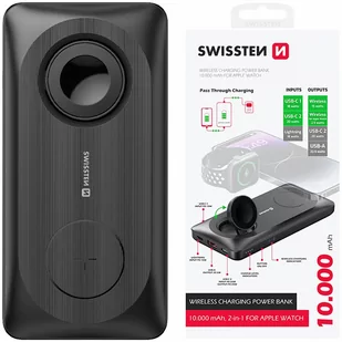 SWISSTEN Powerbank 10000 mAh USB-A USB-C ładowanie bezprzewodowe - Powerbanki - miniaturka - grafika 1
