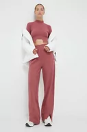 Spodnie damskie - Reebok Classic spodnie dresowe bawełniane kolor różowy gładkie - miniaturka - grafika 1