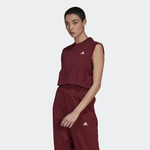Koszulka damska Adidas Move Studio krótka top bordowa - Koszulki sportowe damskie - miniaturka - grafika 1