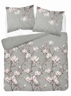 Pościel - Pościel Szara Z Kwiatami Magnolii Różowej – 160X200 – Kolekcja Naturalis - miniaturka - grafika 1