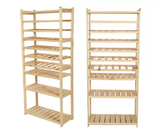 Regał Drewniany Do Spiżarni Lsr P4W6S0 Naturalny, Półki Proste 4 Szt, Półki Na Wino 6 Szt, Drewno Sosnowe / Wamar-Sosenka - Regały - miniaturka - grafika 1