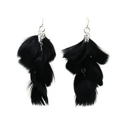 Kolczyki - Czarne - długie kolczyki z piórami, srebro - miniaturka - grafika 1