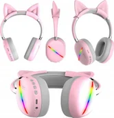 Słuchawki - Somostel SMS-CJ17 różowe Kocie uszy - miniaturka - grafika 1