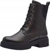 Botki damskie - MARCO TOZZI BOTKI DAMSKIE BRĄZOWE MATOWE SZNUROWANE NA KLOCKU 40 J0A - miniaturka - grafika 1