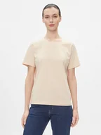 Koszulki i topy damskie - Calvin Klein T-Shirt Smooth Cotton Crew Neck Tee Ss K20K205410 Beżowy Regular Fit - miniaturka - grafika 1