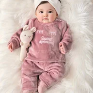 Spodnie i spodenki dla dziewczynek - TEMU Zestaw Młodzieżowy dla Dziewczynek: Miękka Bluza z Nadrukiem i Spodnie z Elastycznym Pasem, Wygodny na Zimę – Modne Ubranie Idealne na Na - miniaturka - grafika 1