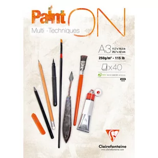 Clairefontaine Blok rysunkowy Paint 'ON 40 arkuszy 250 G Biały, biały 96536C - Pościel - miniaturka - grafika 1
