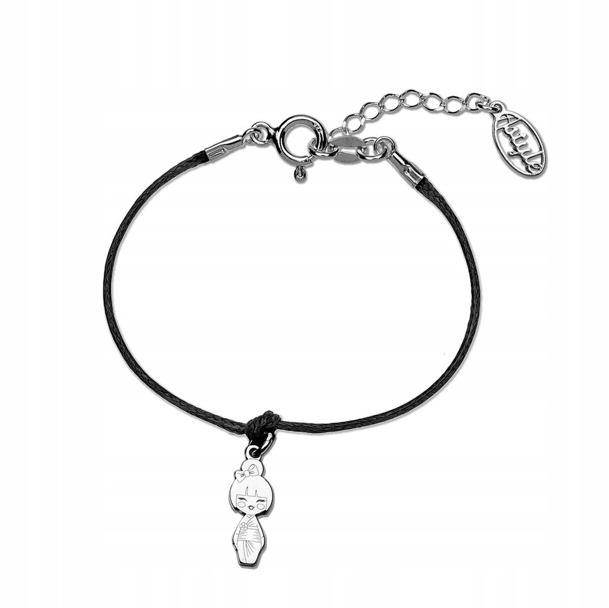 Bransoletka z laleczką kokeshi srebrna rodowana