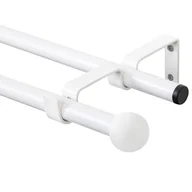 Karnisze - Karnisz podwójny Base II 160 cm 16 mm kula biały mat - miniaturka - grafika 1