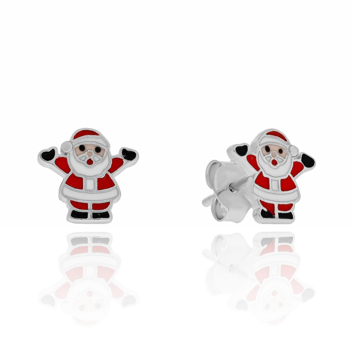 Srebrne kolczyki Świąteczne Mikołaj na sztyfcie pr. 925