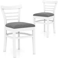 Krzesła - Zestaw 2 Krzeseł do Jadalni, Krzesła Kuchenne bez Poręczy, Nogi z Drewna Kauczukowego, do Kuchni Domowej lub Restauracyjnej (Białe + Szare) - miniaturka - grafika 1