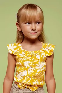 Bluzki dla dziewczynek - Mayoral bluzka dziecięca kolor żółty wzorzysta - grafika 1
