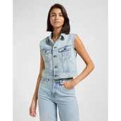 Płaszcze damskie - capispalla e giacche donna lee 112363461 rider vest denim light - LEE - miniaturka - grafika 1