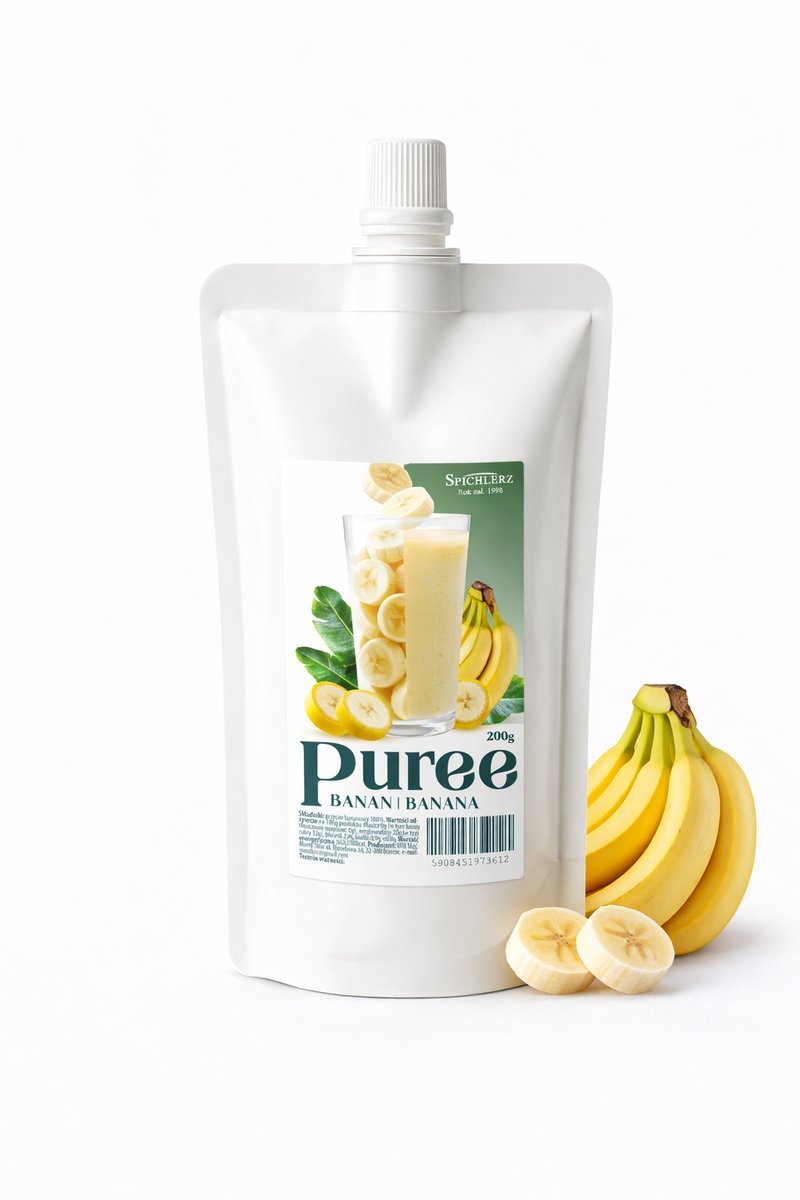 Puree Banan BEZ CUKRU z Banana Pulpa Bananowa 250g 100% owoce Spichlerz