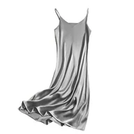 Sukienki - Satynowa sukienka - Srebrny - miniaturka - grafika 1