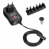 Pozostałe akcesoria sieciowe - Zasilacz sieciowy Techly Uniwersalny Regulowany 3-12V 1A 12W USB 5V 2.1A - miniaturka - grafika 1