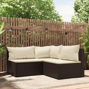 Sofy ogrodowe - vidaXL 3-cz. zestaw wypoczynkowy do ogrodu, poduszki, brąz, polirattan - miniaturka - grafika 1