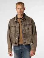 Kurtki męskie - Calvin Klein Jeans Męska kurtka jeansowa Mężczyźni Bawełna brązowy wypukły wzór tkaniny, L - miniaturka - grafika 1
