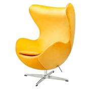 Fotele - King Home Fotel EGG CLASSIC VELVET żółty - welur, podstawa chromowana JH-026.YELLOW.24 [11783714] - miniaturka - grafika 1