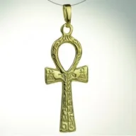 Wisiorki - Sotis Krzyż Ankh z hieroglifami Ag925 + Au 24kar, 5,2g - miniaturka - grafika 1