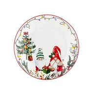 Talerze - Talerz deserowy Norni 20,5 cm skrzaty biały - miniaturka - grafika 1