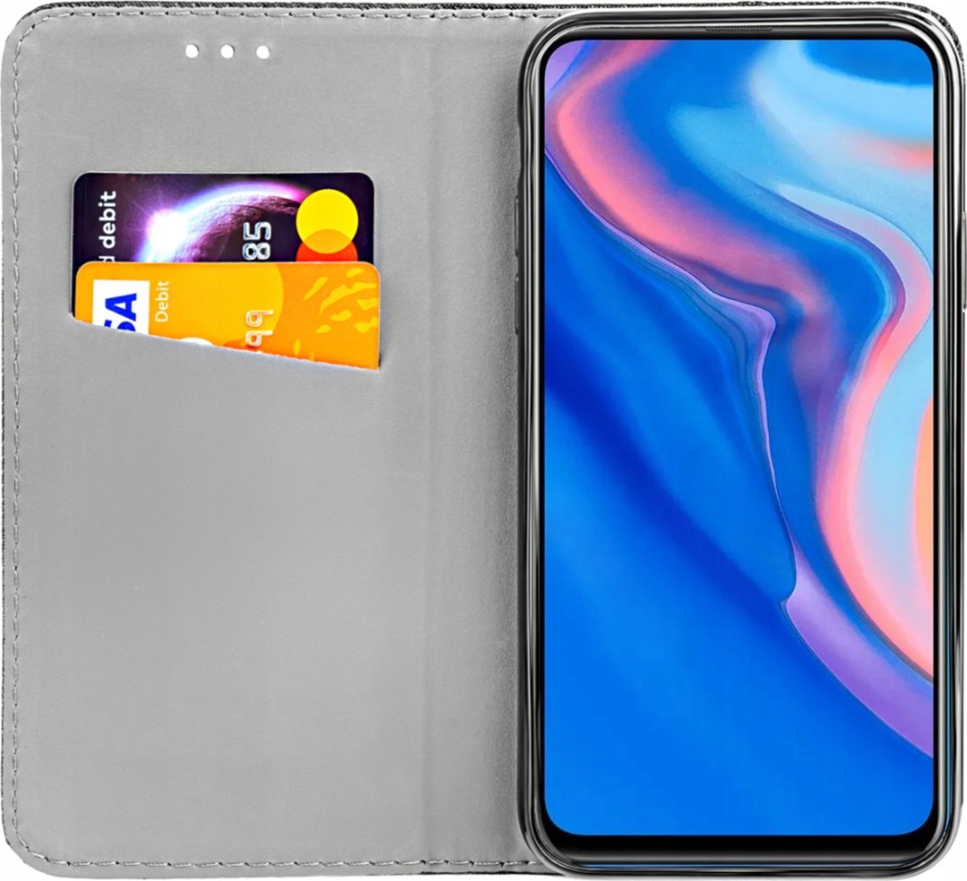 Hello Case ETUI Z KLAPKĄ DO HUAWEI P SMART Z CZARNE ZAMYKANE MAGNETYCZNE KABURA FLIP