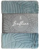 Koce - Koc Leafline 150x200 tłoczone liście niebieski nowoczesny - miniaturka - grafika 1