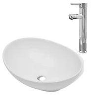 Umywalki - Elior Komplet umywalki nablatowej z baterią - Leli 5X - miniaturka - grafika 1