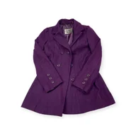 Płaszcze damskie - Fioletowy płaszcz damski rozpinany GUESS M - miniaturka - grafika 1