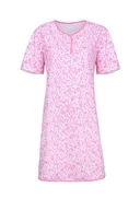 Piżamy damskie - KOSZULA NOCNA DAMSKA M KRÓTKI RĘKAW BAWEŁNIANA NA LATO WYGODNA RÓŻ BIEL - miniaturka - grafika 1