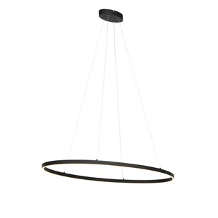 QAZQA Designerska lampa wisząca czarna owalna z 3-stopniowym ściemnianiem LED - Ovallo - Lampy sufitowe - miniaturka - grafika 1
