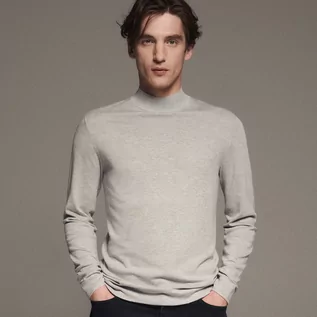 Swetry męskie - Reserved - Gładki sweter z półgolfem - Jasny szary - grafika 1