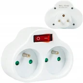 Gniazdka elektryczne - ROZGAŁĘŹNIK PODWÓJNY Z WYŁĄCZNIKIEM 2 GNIAZDA Z/U BIAŁY Z UZIEMIENIEM - miniaturka - grafika 1
