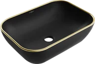 Umywalki - Mexen Rita umywalka nablatowa 45 x 32 cm, czarna mat/złota rant - 21084575 - miniaturka - grafika 1