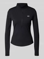 Bluzki damskie - Bluzka krótka o kroju slim fit z długim rękawem i kołnierzem model ‘EMEA’ - miniaturka - grafika 1