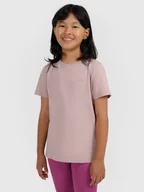 Koszulki dla dziewczynek - 4F T-shirt oversize gładki dziewczęcy - beżowy 164 (13-14 lat) - miniaturka - grafika 1