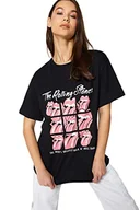 Koszulki i topy damskie - Trendyol Damska koszulka z dzianiny z okrągłym dekoltem i okrągłym dekoltem, czarna, L, Czarny, L - miniaturka - grafika 1