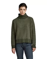 Swetry damskie - G-STAR RAW Damski sweter Structure Turtle Loose Knit, Zielony (Dk Green C928-884), XS - miniaturka - grafika 1