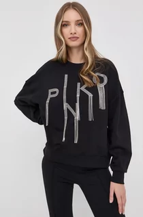 Bluzy damskie - Pinko bluza bawełniana damska kolor czarny z aplikacją - grafika 1